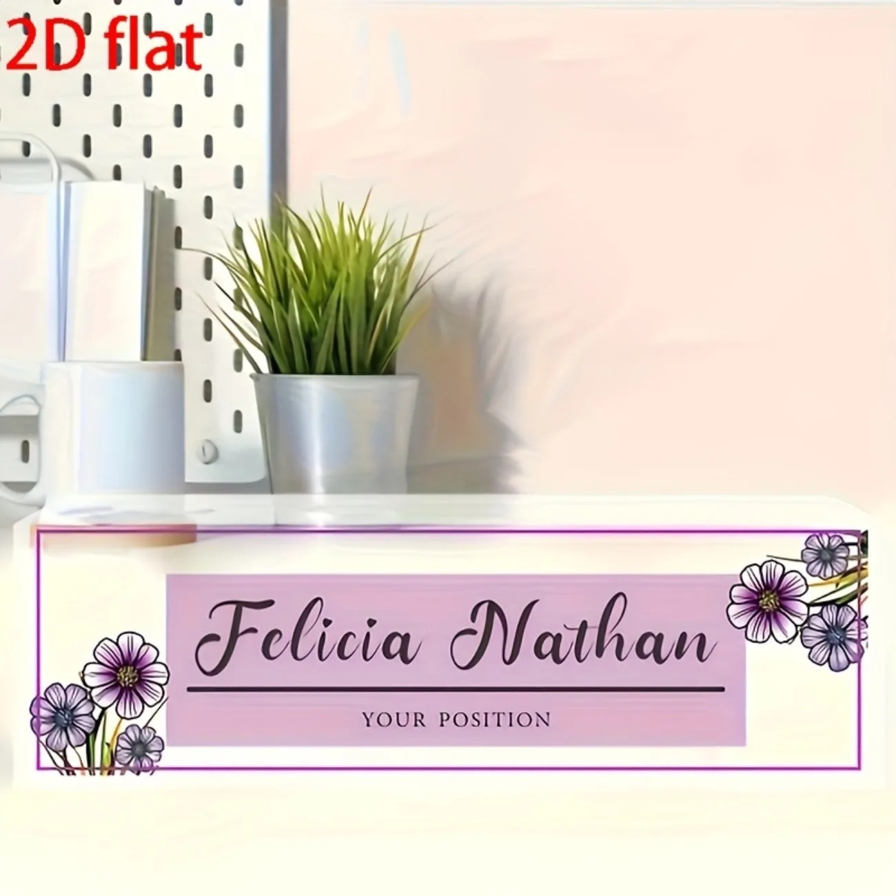 Elegant Pink‑Purple Floral Acr - Desk Name Plate review and price