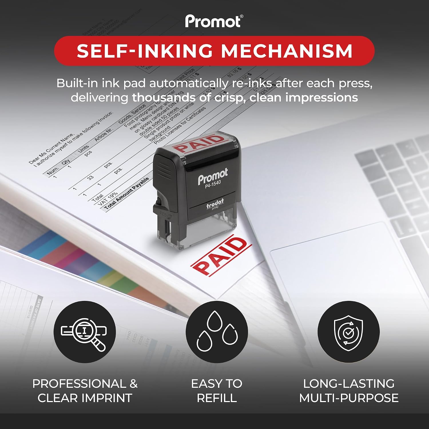 Self-Inking Paid Stamp Red Ref - Self Inking Stamp review and price